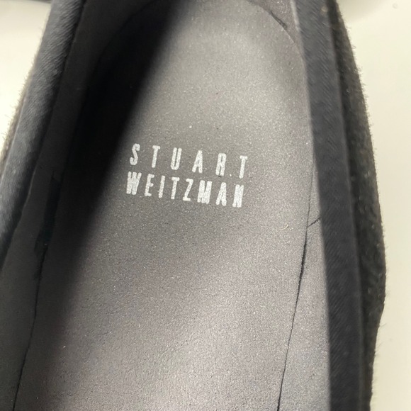 Stuart Weitzman Quilty Black Suede Quilted Bow Wedge Heels Luxury Shoes Size 11N - Picture 9 of 11